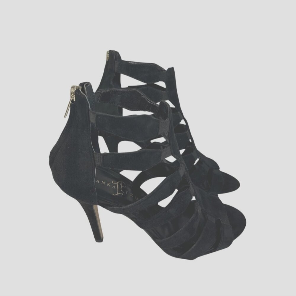Ivanka Trump Marjory Black Open Toe Caged Booties - Marjory Stretch High-Heel 9M - Picture 3 of 12